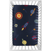 Sweet Jojo Designs Navy Blue Space Galaxy Collection Fitted Mini Portable Crib Sheet